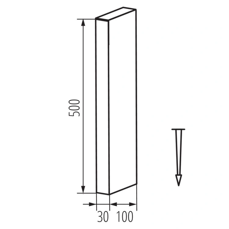 Wymiary akcesorium Kanlux REKA BOLL 50 SPIKE GR 500mm