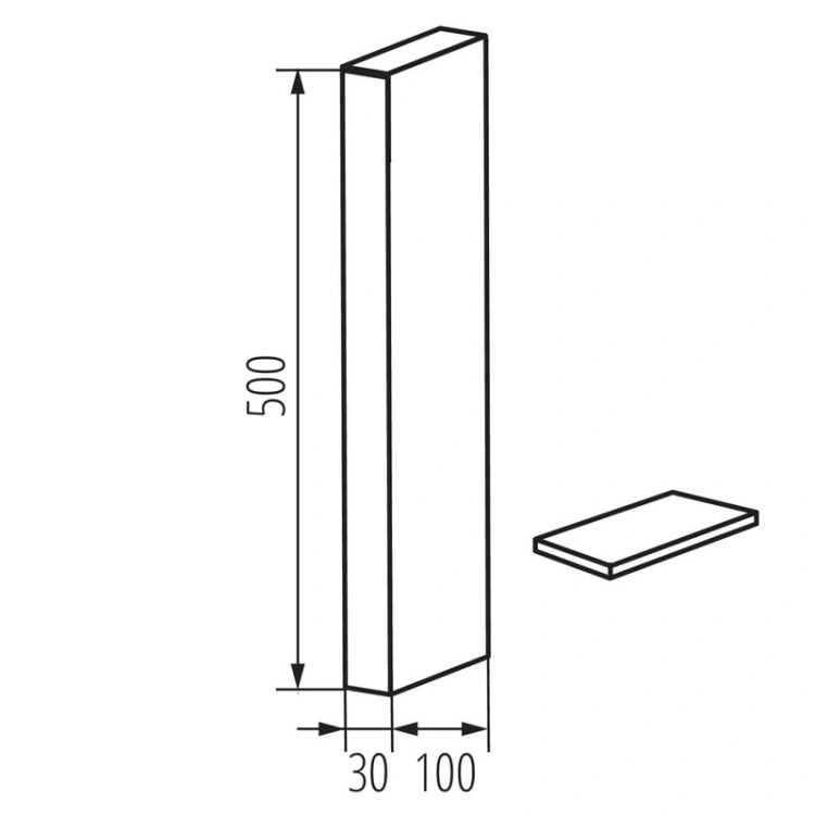 Wymiary akcesorium Kanlux REKA BOLL 50 BASE GR 500mm