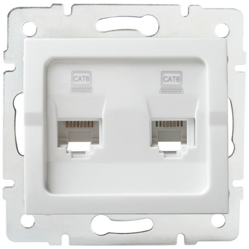 Gniazdo komputerowe podwójne niezależne (2x RJ45Cat 6 Jack) LOGI 02-1420-002 bi białe Kanlux 25111
