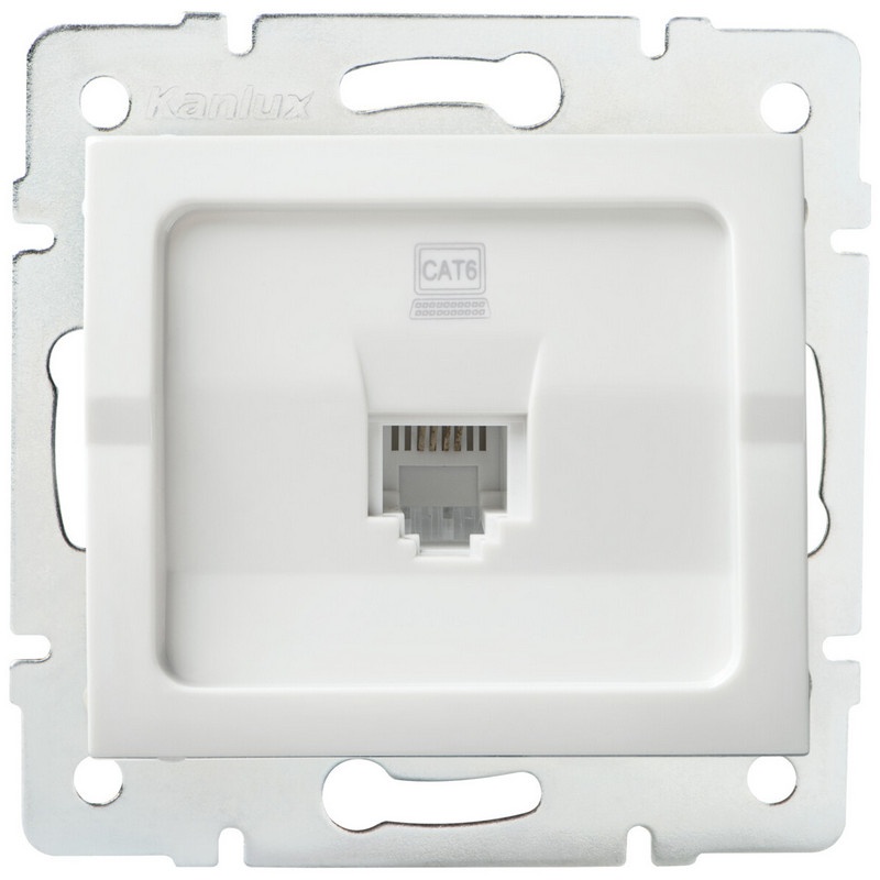 Gniazdo komputerowe pojedyncze (RJ45Cat 6 Jack) LOGI 02-1400-002 bi białe Kanlux 25109