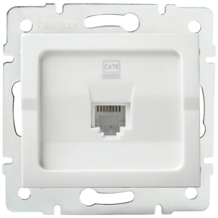 Gniazdo komputerowe pojedyncze (RJ45Cat 6 Jack) LOGI 02-1400-002 bi białe Kanlux 25109