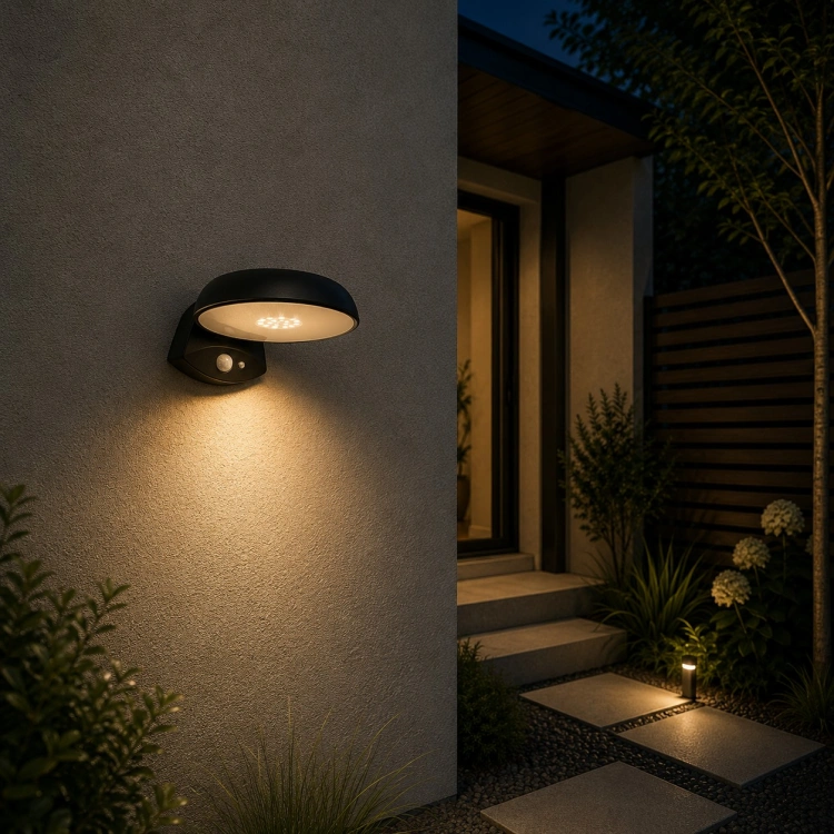 Solarna lampa oświetleniowa LED z czujnikiem ruchu PIR i sensorem zmierzchu SOE-4 aranżacja