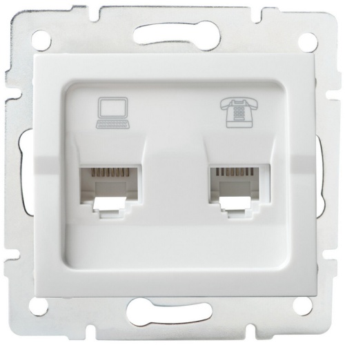 Gniazdo komputerowo-telefoniczne (RJ45 Cat 5e+RJ11) LOGI 02-1430-002 bi białe Kanlux 25112