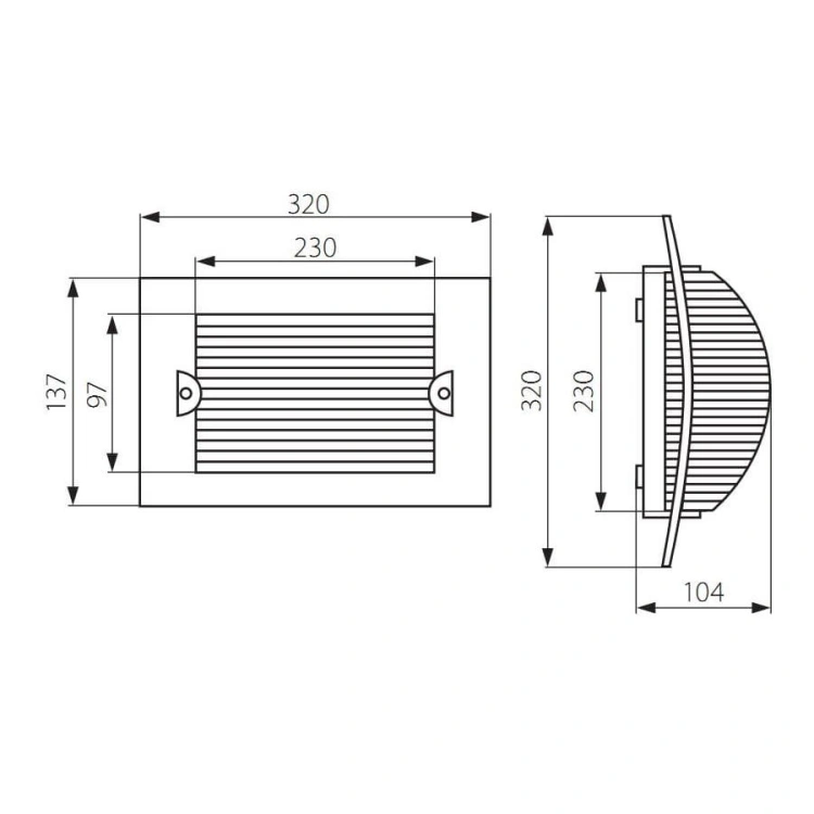 TURK DL-60 OPRAWA ŚCIENNA 230V IP54 wymiar