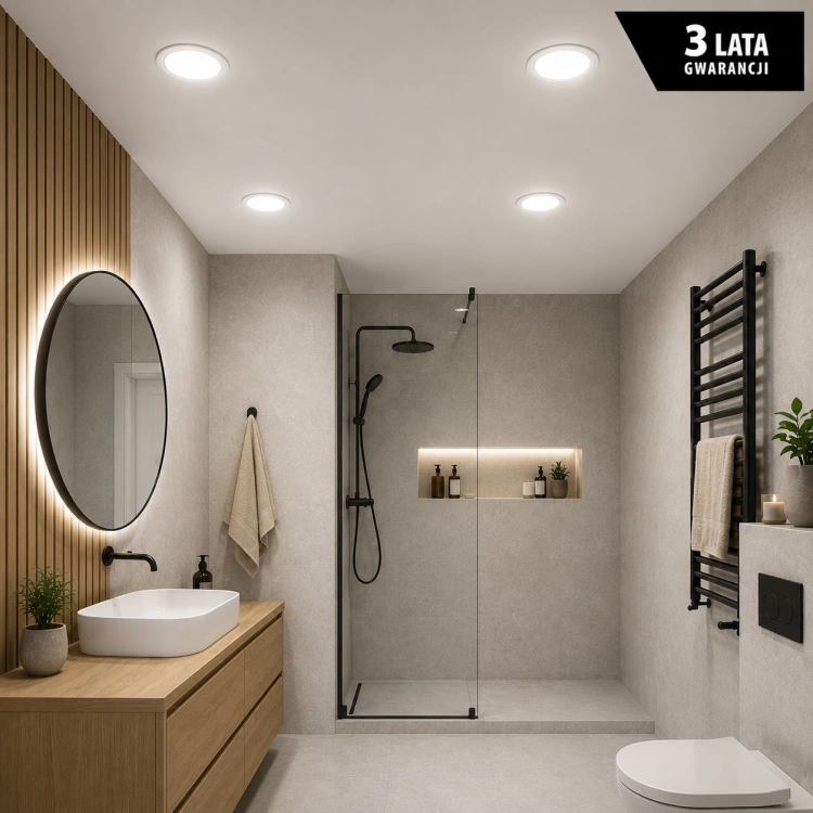 Oprawa LED DELTA 12W 4000K okrągła biała w łazience