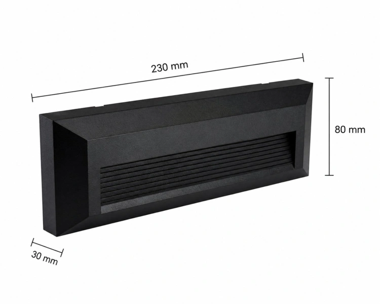 Oprawa elewacyjna LED ENCANTA Asymetryczna 6W CCT IP54 czarna wymiar