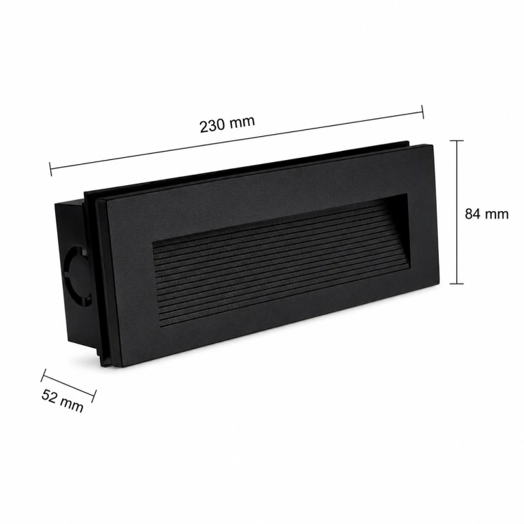 Oprawa elewacyjna LED ENCANTA Asymetryczna 6W CCT IP54 czarna podtynkowa wymiar