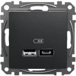 Gniazdo USB A+C Sedna SDD114402 antracyt