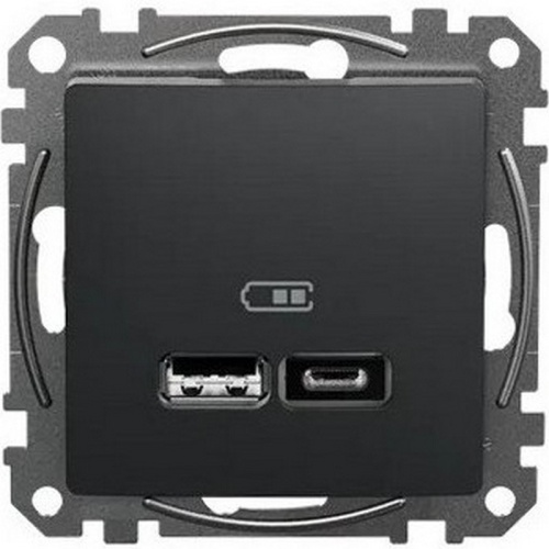 Gniazdo USB A+C Sedna SDD114402 antracyt