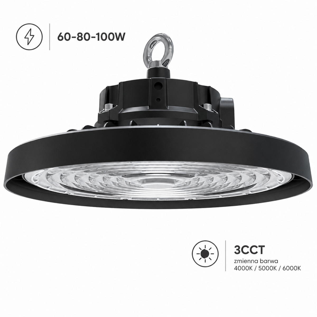 Oprawa przemysłowa High Bay LED RIO PRO 60-80-100W 3CCT IP66