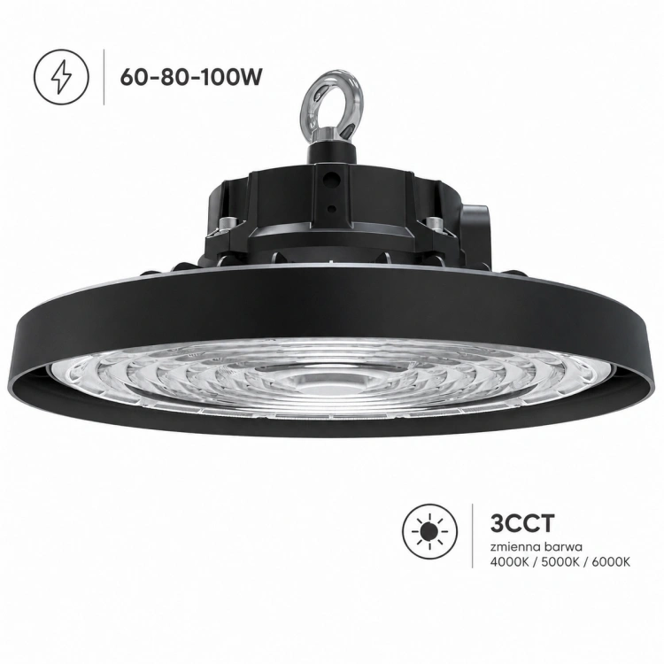 Oprawa przemysłowa High Bay LED RIO PRO 60-80-100W 3CCT IP66