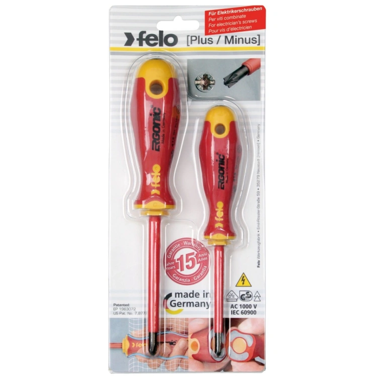 Zestaw dwóch wkrętaków FELO Ergonic VDE plus/minus Z1/Z2