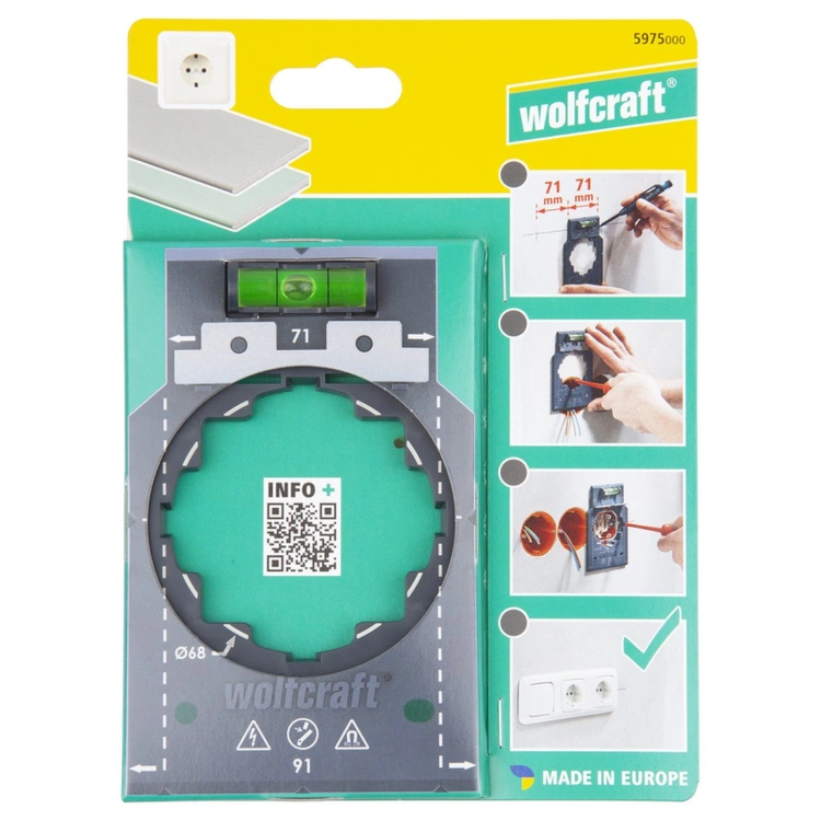 Szablon do montażu gniazdek i włączników elektrycznych, Wolfcraft