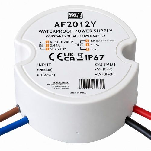 AF2024Y, MW Power 20W 24V/0.83A round power supply, IP67