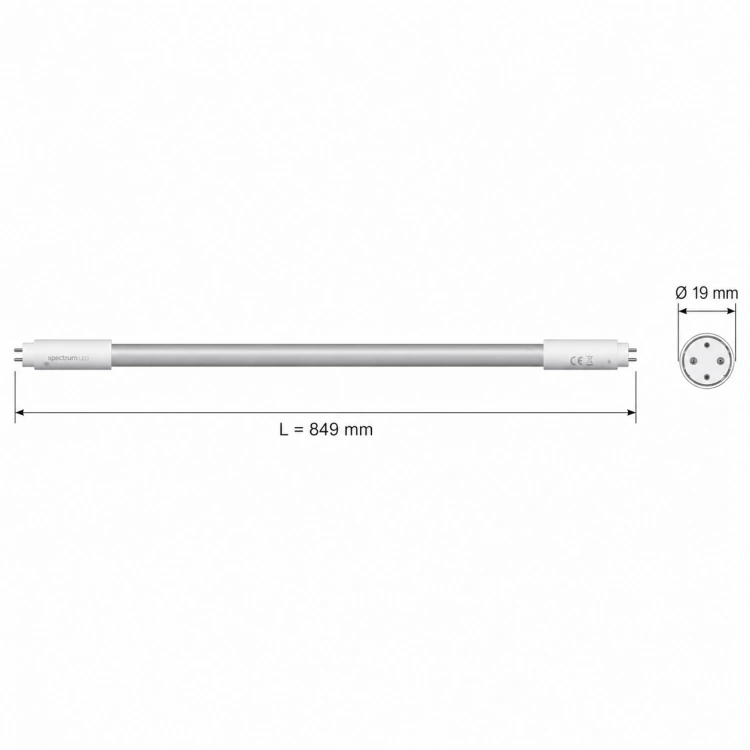 Świetlówka LED T5 G5 12W 4000K 1440 lm 849mm - wymiary