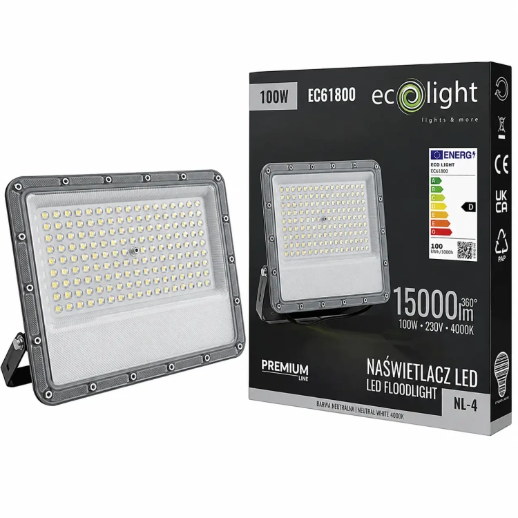 Naświetlacz LED NL-4 100W w szarej obudowie IP65