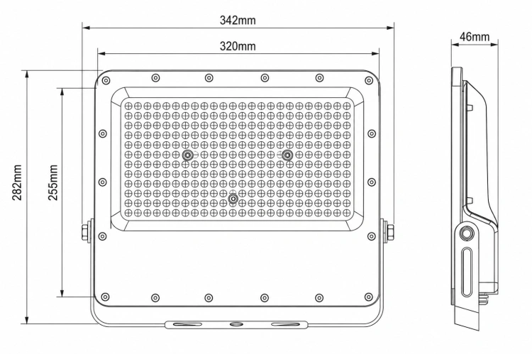 Naświetlacz LED NL-4 Premium 150W 4000K 22500 lm rysunek wymiarowy
