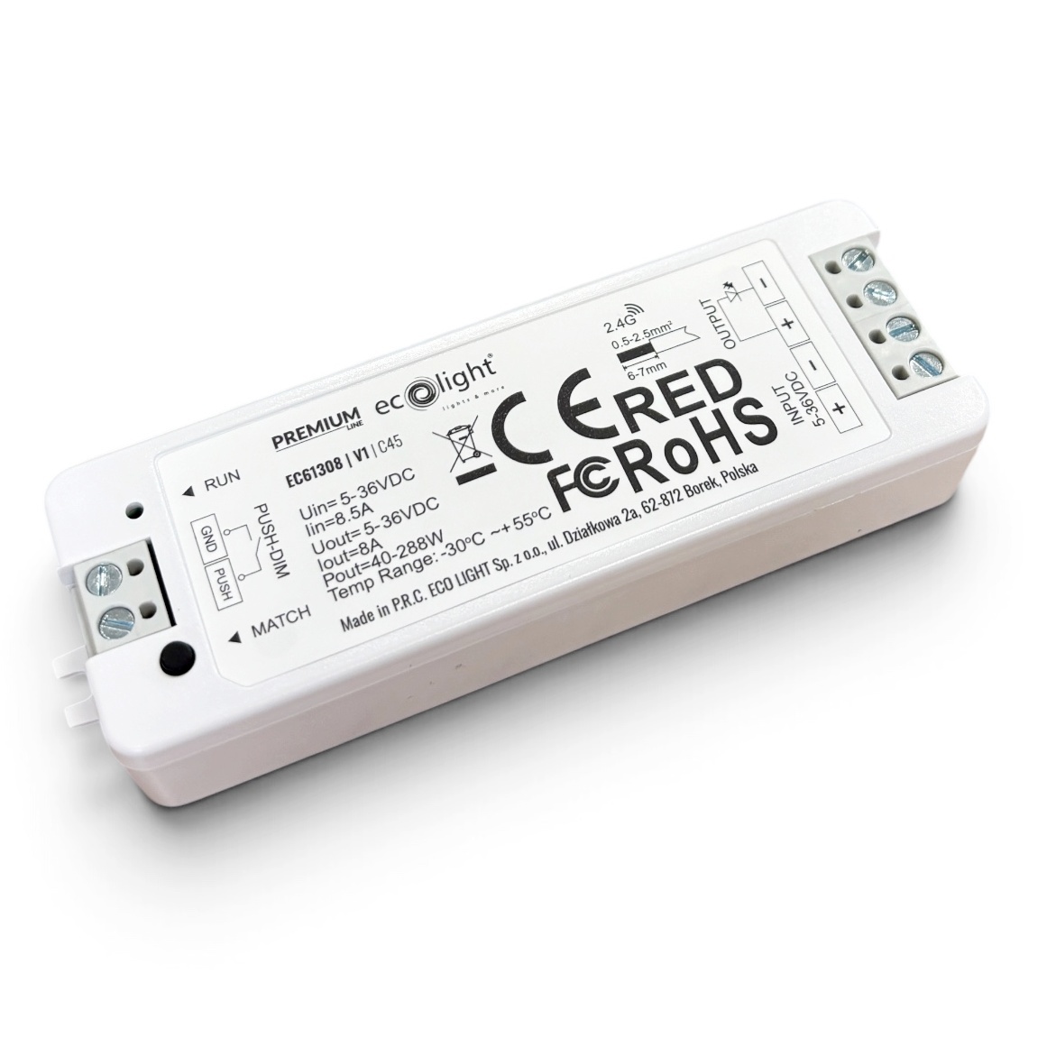 Sterownik V1 RF MONO 8A 5–36V do taśm LED