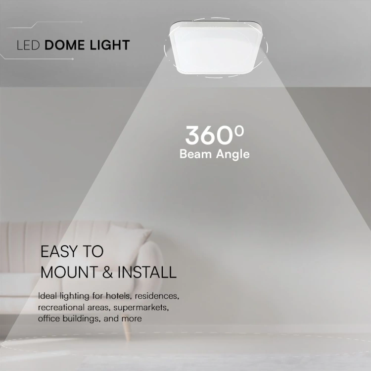 18W Plafon LED / SAMSUNG / Średnica: 225mm / Barwa:4000K / Klosz: Kwadratowy mleczny biała ramka / IP44
