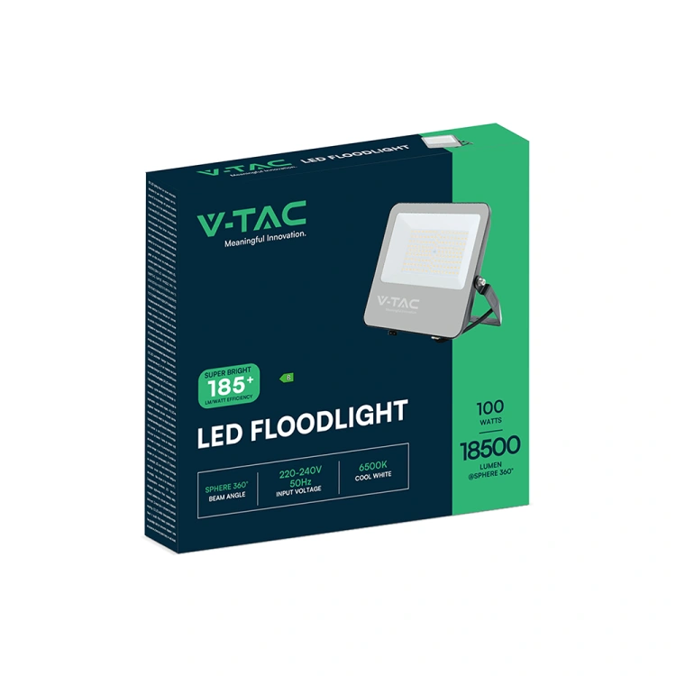 100W Naświetlacz VENTO 185 / Barwa:6500K / Obudowa: Czarna / Skuteczność 185lm/W