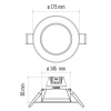 Okrągły downlight LED EMOS ZD6112 4000K wymiar