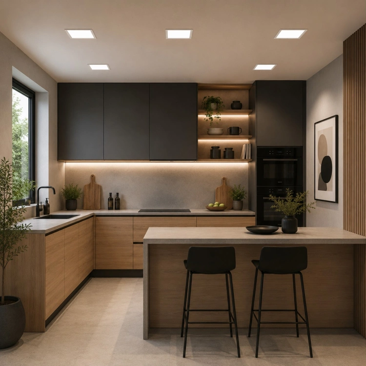 Kwadratowy downlight LED BEMKO BOLED 9W 4000K aranżacja