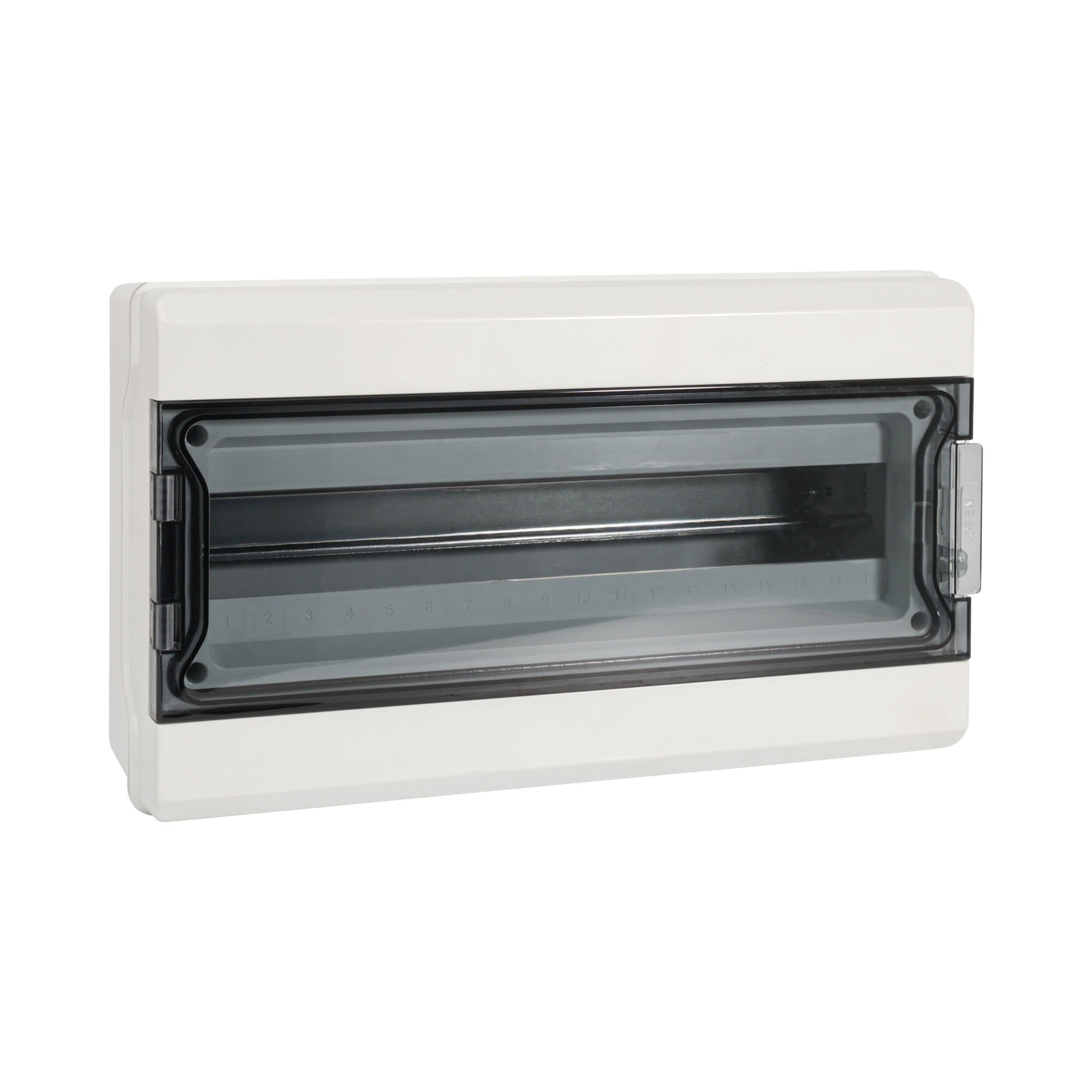 Rozdzielnica modułowa natynkowa KDB-IP65-S18T MK2+ 18P IP65 IK08 odporna na UV z dodatkowymi zaciskami N/PE kolor szary