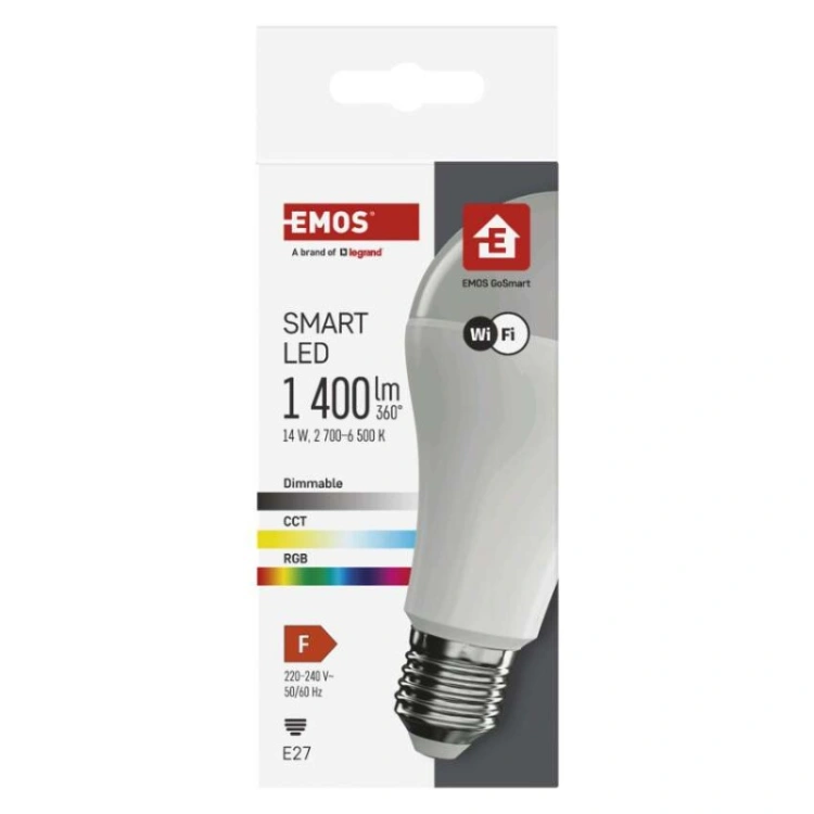 GoSmart Żarówka LED A65 / E27 / 14 W (94 W) / 1 400 lm / RGB / ściemnialna / WiFi