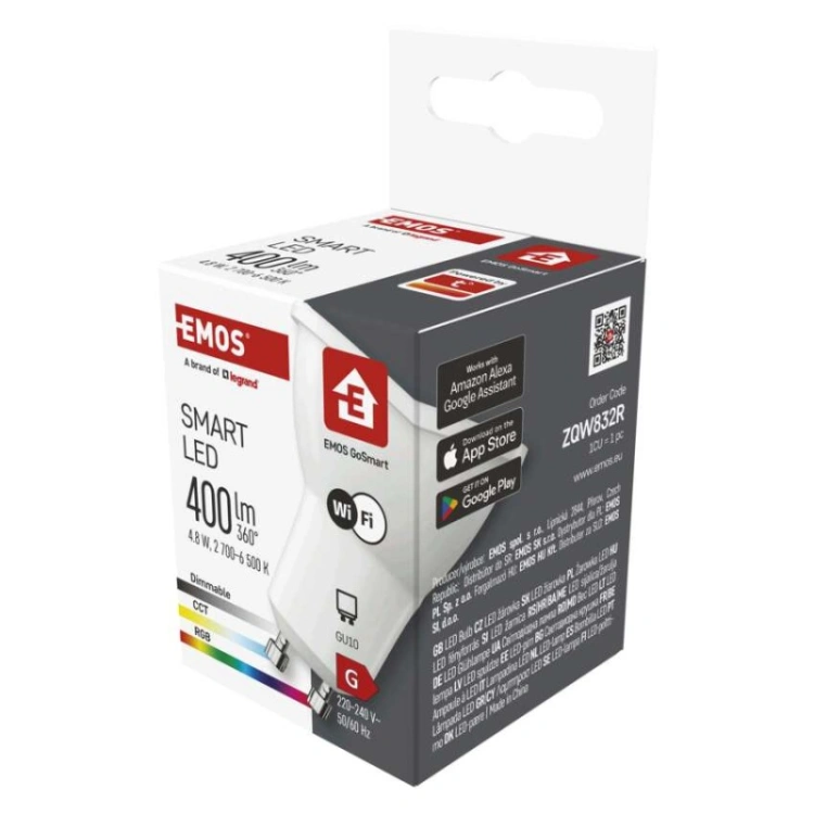 GoSmart Żarówka LED MR16 / GU10 / 4,8 W (35 W) / 400 lm / RGB / ściemnialna / WiFi