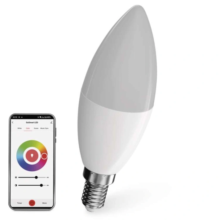 GoSmart Żarówka LED świeczka / E14 / 4,8 W (40 W) / 470 lm / RGB / ściemnialna / WiFi