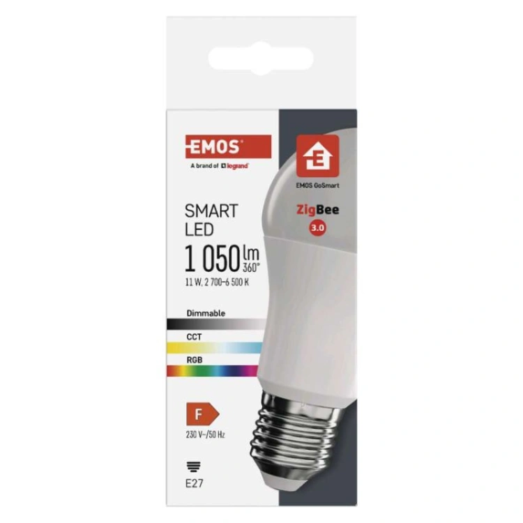 GoSmart Żarówka LED A60 / E27 / 11 W (75 W) / 1 050 lm / RGB / ściemnialna / Zigbee