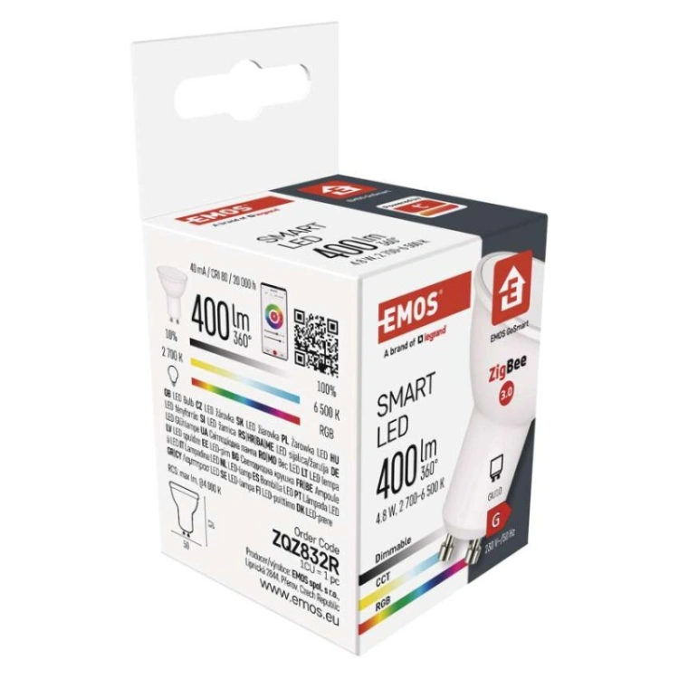 GoSmart Żarówka LED MR16 / GU10 / 4,8 W (35 W) / 400 lm / RGB / ściemnialna / Zigbee
