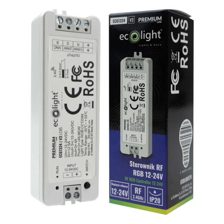 Sterownik RGB RF V3 12A 12–24V