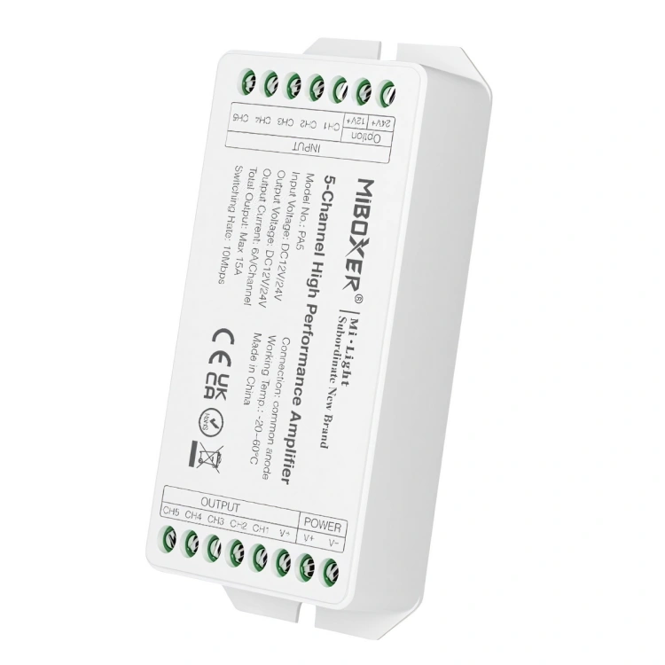 Wzmacniacz 5 kanalowy PA5 12-24vdc 6A IP20 Miboxer