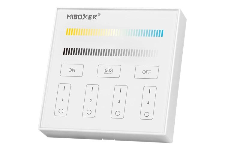 Panel kontrolny B2 / 4 strefy / ściemnianie / CCT / 2,4G RF / 3VDC / biały / IP20 / Bergmen by MiBoxer