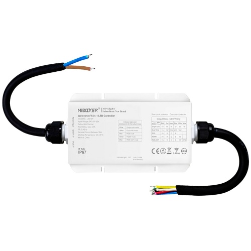 Kontroler LED LS2-WP / poj. kolor-podw. biały / RGB / RGBW / RGB + CCT / 12-36VDC / 5x6A / MiBoxer