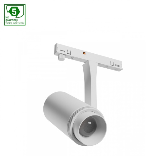 SYSTEM SHIFT NANO - SPOT ZOOM OPRAWA NA SZYNOPRZEWÓD 40x80x145MM 7W 15-45ST BIAŁY 5 LAT GW.