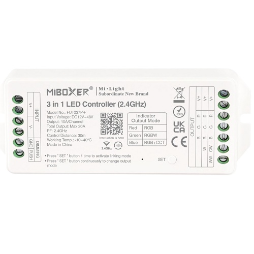 Kontroler LED FUT037P+ / RGB / RGBW / RGB + CCT / 12-48VDC / 5x10A / IP20 / MiBoxer