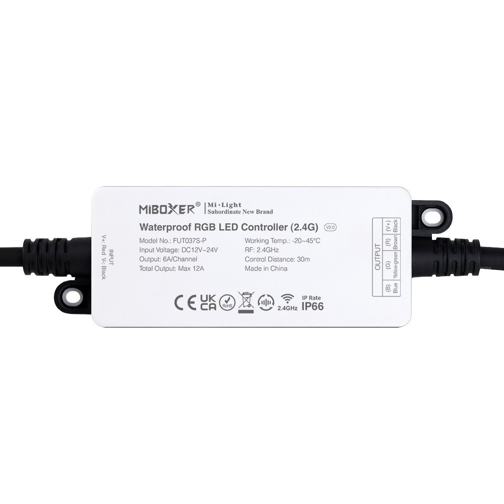 Kontroler LED FUT037S-P / RGB / 12-24VDC / 3x6A / IP66 / MiBoxer