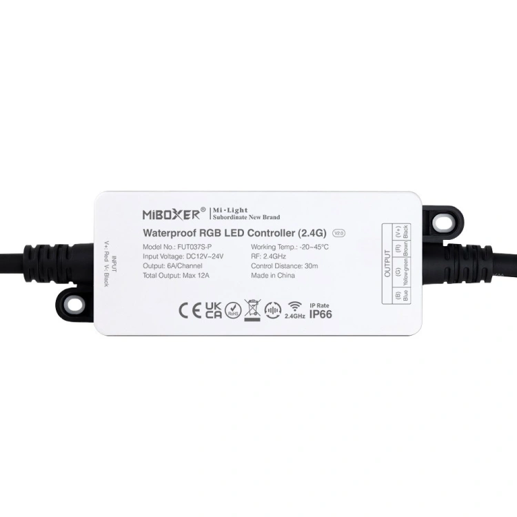 Kontroler LED FUT037S-P / RGB / 12-24VDC / 3x6A / IP66 / MiBoxer