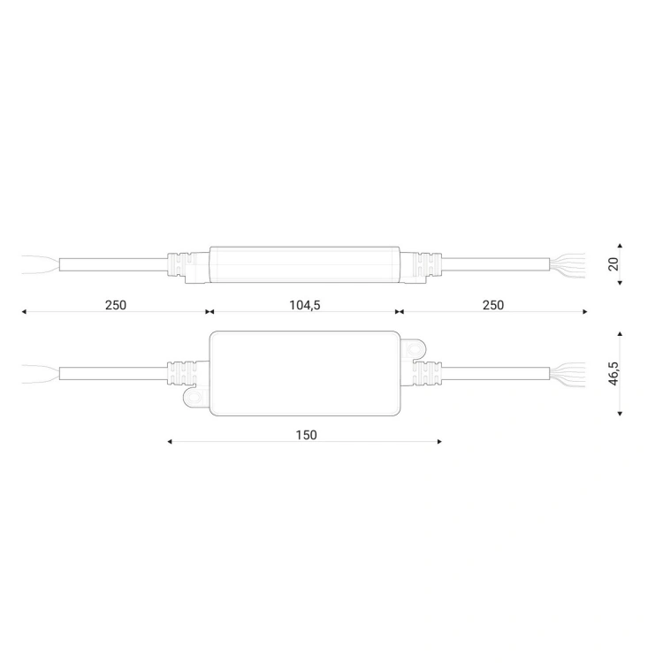 Kontroler LED FUT037S-P / RGB / 12-24VDC / 3x6A / IP66 / MiBoxer - rysunek wymiarowy