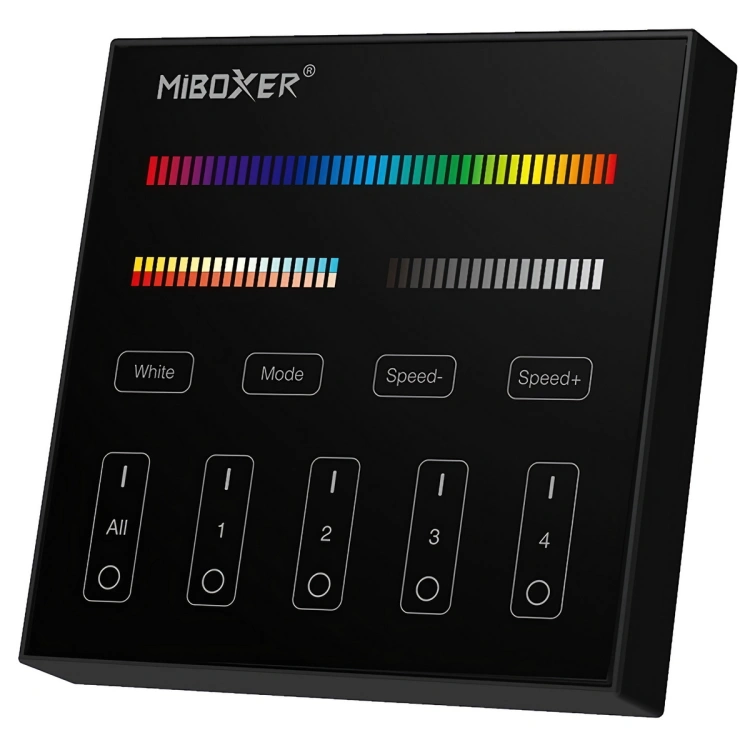 Panel kontrolny B4-B / 4 strefy / RGB + CCT / 2,4G RF / 3VDC / czarny / IP20 / by MiBoxer
