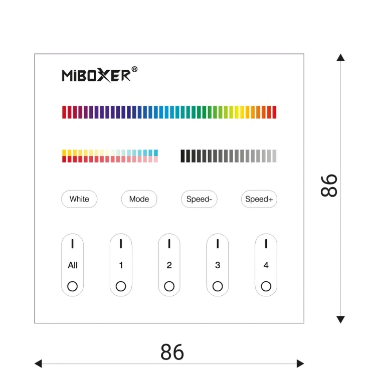 Panel kontrolny B4-B / 4 strefy / RGB + CCT / 2,4G RF / 3VDC / czarny / IP20 / by MiBoxer