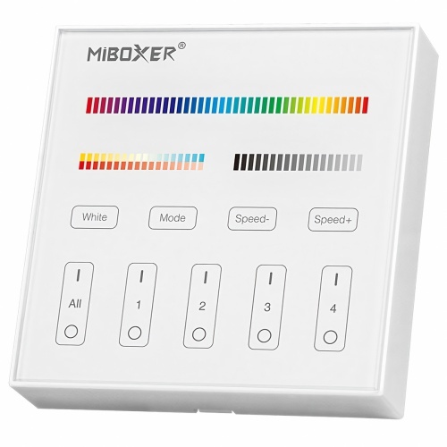 Panel kontrolny B4 / 4 strefy / RGB + CCT / 2,4G RF / 3VDC / biały / IP20 / Bergmen by MiBoxer