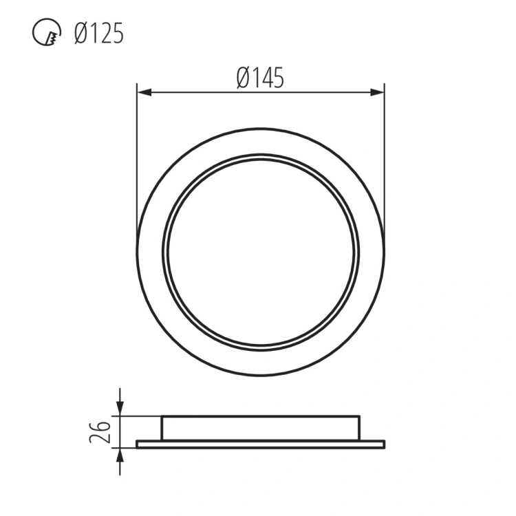 Wymiary oprawy LED TAVO 12W Ø145 mm