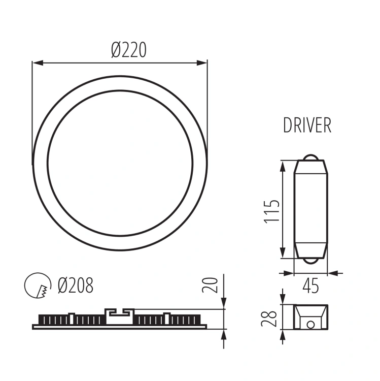 Oprawa ROUNDA V2 18W Ø220 mm