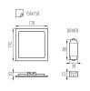 Wymiary oprawy KATRO V2 12W 170 × 170 × 20 mm