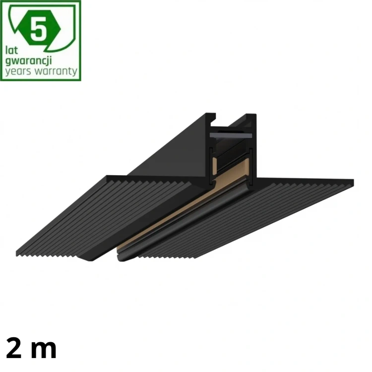 Profil czarnego szynoprzewodu podtynkowego SHIFT NANO TRIMLESS 2000mm 48V