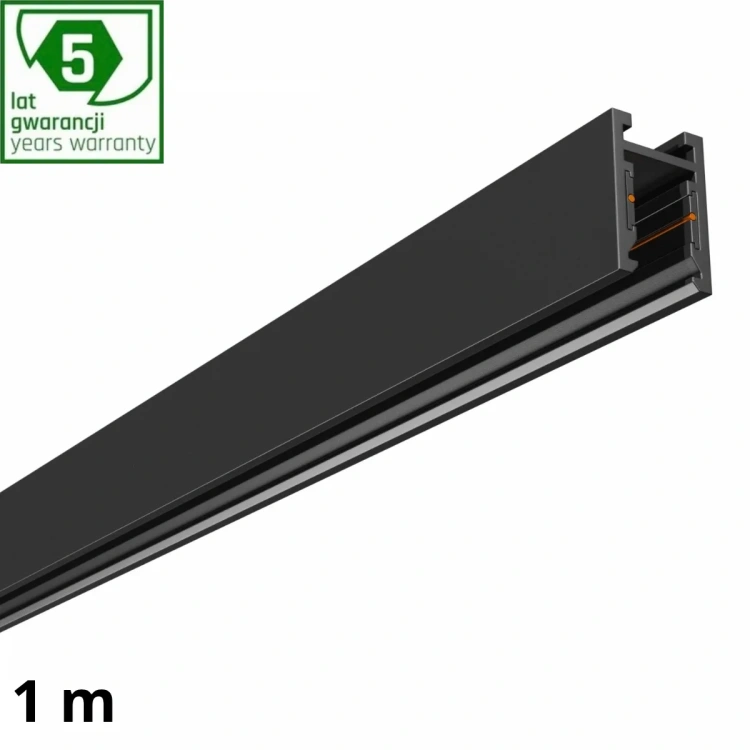Czarny szynoprzewód SYSTEM SHIFT NANO 1000 mm 48 V – widok profilu i toru montażowego
