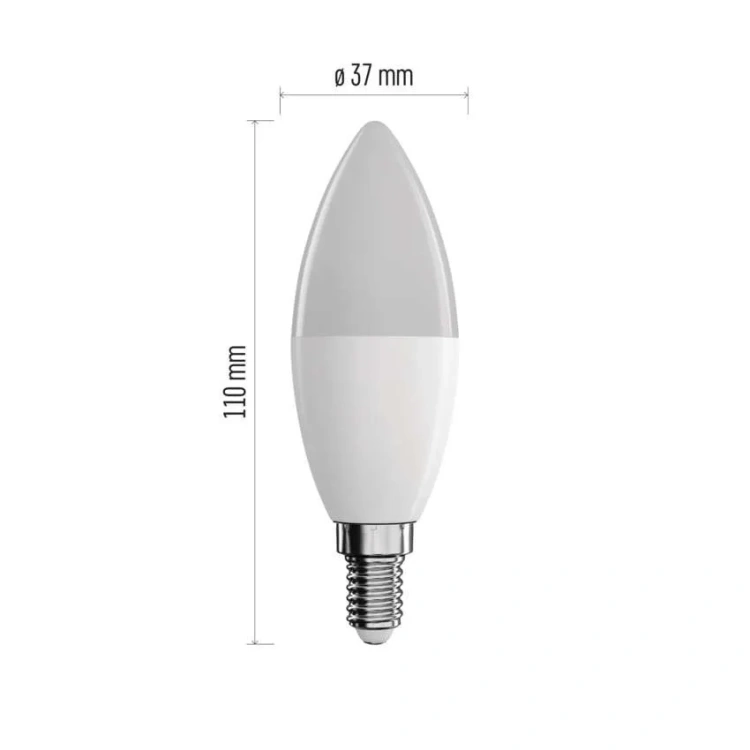 Wymiary żarówki EMOS GoSmart świeczka E14 37x37x110 mm